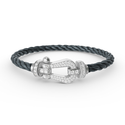 [Saipan]FORCE LARGE HORSESHOE FULL DIAMOND BRACELET - WHITE GOLD